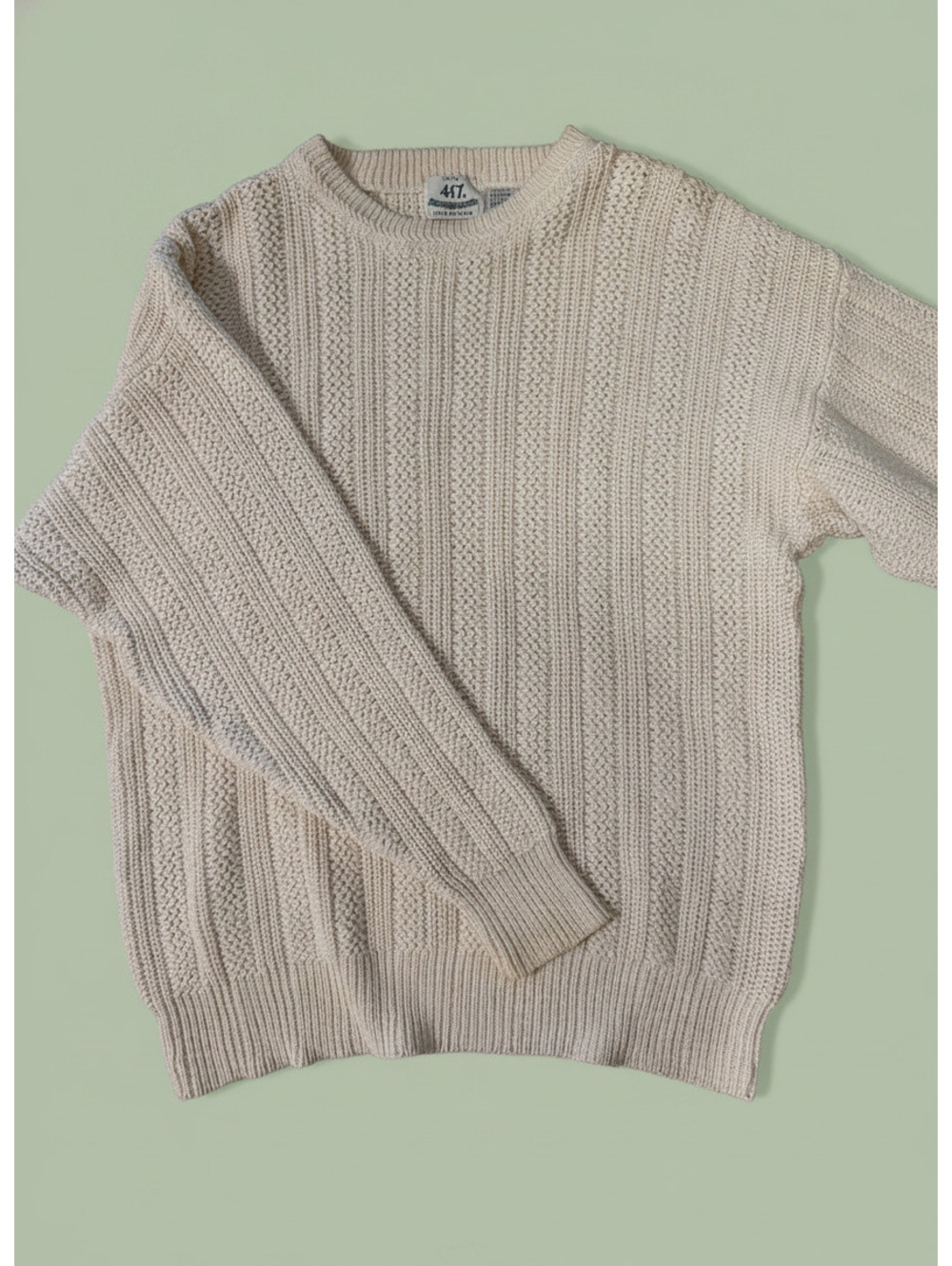 Vintage 417 by Van Heusen ramie-cotton grandpa cable-knit sweater XL